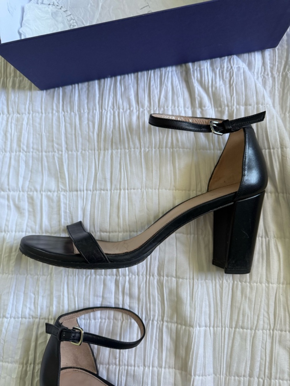 Stuart Weitzman Black Ankle Strap Heel